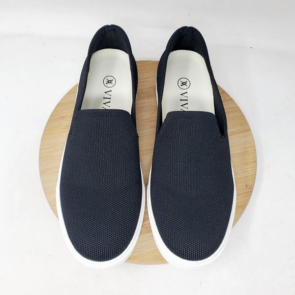 Vivaia Jenny Shoes Womens 38 Black Knit Slip On Comfort Sneaker Loafer - Picture 1 of 13